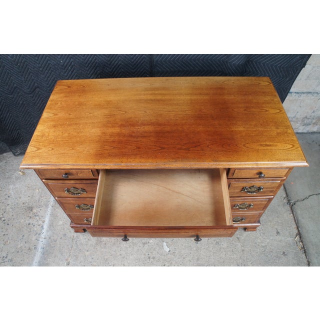 1970s 1970s Mid Century Cherry American Colonial Style Kneehole Office Writing Desk 47" For Sale - Image 5 of 12