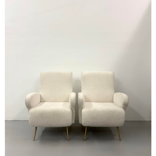 Contemporary Contemporary MCM Bouclé Lounge Chairs - Pair For Sale - Image 3 of 5