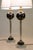 Matched Pair Art Deco Neo Classic Reverse Paint Black Glass Globe Candlestick Table Lamps 1930's For Sale - Image 4 of 12