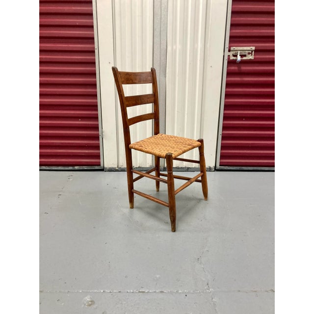 Antique Danish Rustic Shaker Style Woven Seat Chair For Sale - Image 10 of 10
