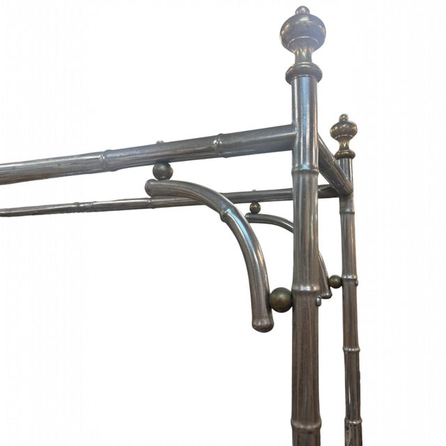 Italian Regency Style Chrome Brass Faux Bamboo Etageres Shelves Bookcases - Pair For Sale - Image 9 of 9