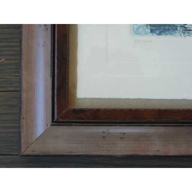 Glass 1982 "Rush Hour Blizzard" Abstract Framed New York Cityscape Wash Etching by Gerard Lehner For Sale - Image 7 of 12