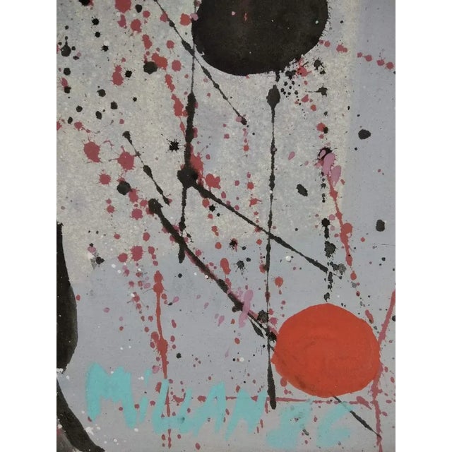 Domingo Millan, Composition, 1986, Mixed Media on Paper For Sale - Image 3 of 4