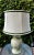 1940s 1940's Chinoiserie Chic Celadon Ginger Jar Table Lamp With White Floral Relief and New Custom Linen Shade For Sale - Image 5 of 7