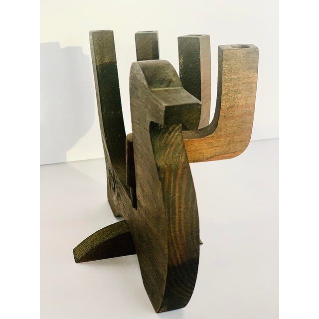 Mid-Century Modern Vintage Articulated ‘Danish Mid-Century Modern Style’ Carved Wood Bird Candelabra, Candleholder, Candlestick For Sale - Image 3 of 9