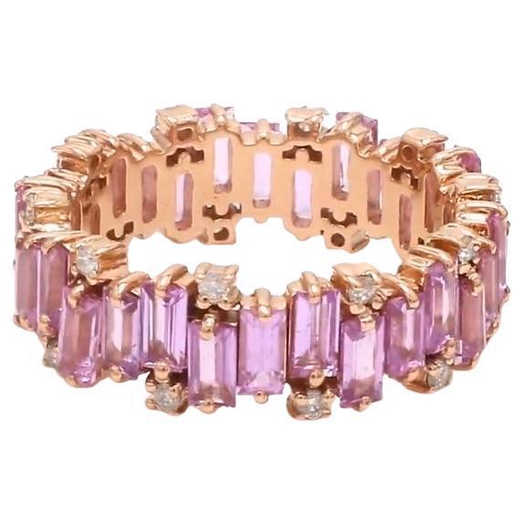 Early 21st Century Natural pink sapphire diamond ring in 18k gold For Sale - Image 5 of 18