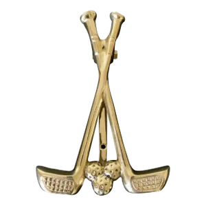 Vintage Cast Brass Double Golf Club Door Knocker