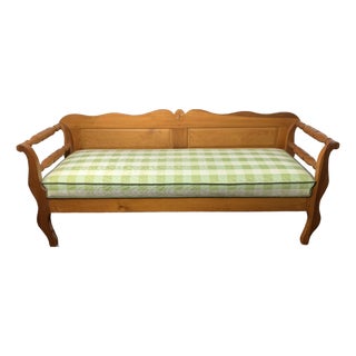 Mid 19th Century Canadian Pine Upholstered Bench For Sale