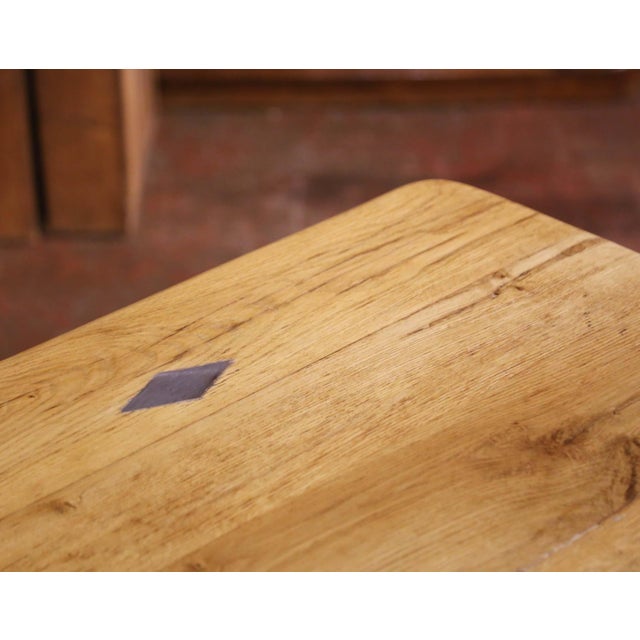 Wood 19th Century French Provincial Bleached Oak Refectory Trestle Farm Table For Sale - Image 7 of 8