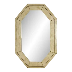 1980s Tessellated Marble With Brass Inlay Mirror
