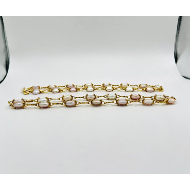 Estate Valentin Magro Fresh Water Cultured Pearls & Round Diamond Necklace For Sale - Image 4 of 11