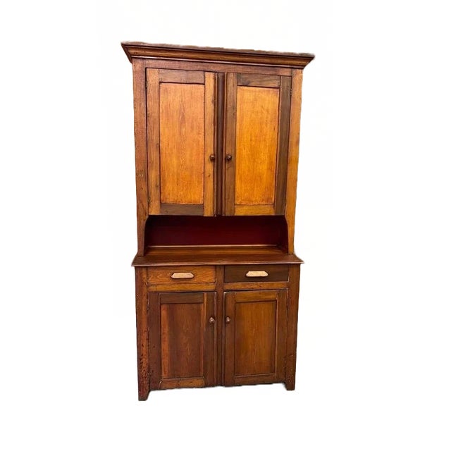 Early 19th Century Antique Primitive American Solid Cherry Wood Hutch For Sale - Image 13 of 13