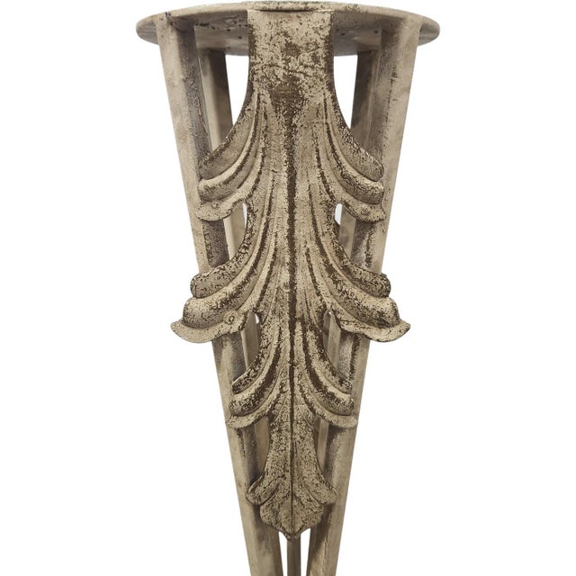 Late 20th Century Neoclassical Faux Stone Metal Table Lamps With Acanthus Leaf & Orb Accents - Pair For Sale In Chicago - Image 6 of 11