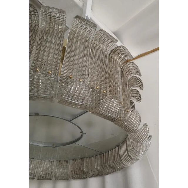 Mid-Century Art Glass Murano Round and Brass Chandelier, 2000s For Sale - Image 4 of 10