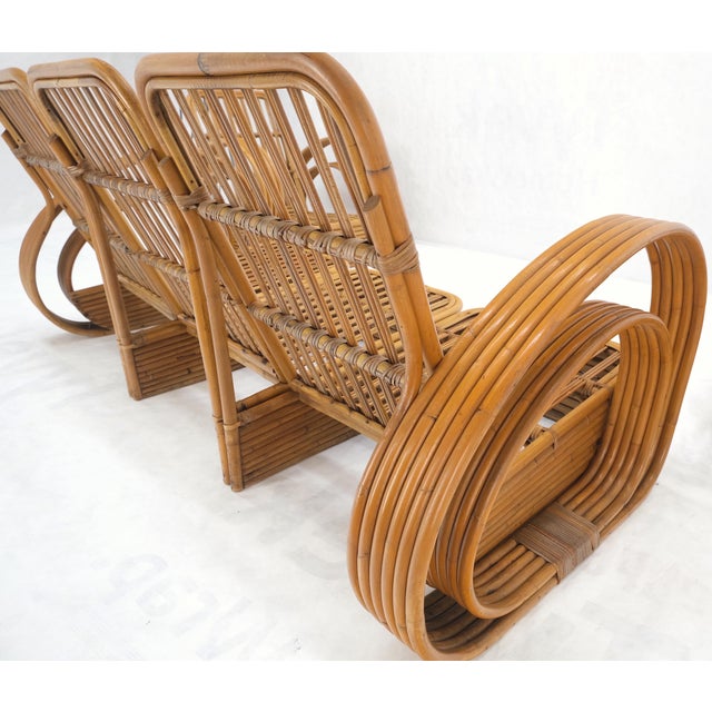 Tangerine New Upholstery Paul Frankl Rattan Living Room Tank Chair Set MINT! For Sale - Image 8 of 17