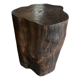 Tree Trunk Side Table Solid Teak Wood Natural Finish Modern Organic For Sale