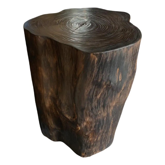 Tree Trunk Side Table Solid Teak Wood Natural Finish Modern Organic For Sale