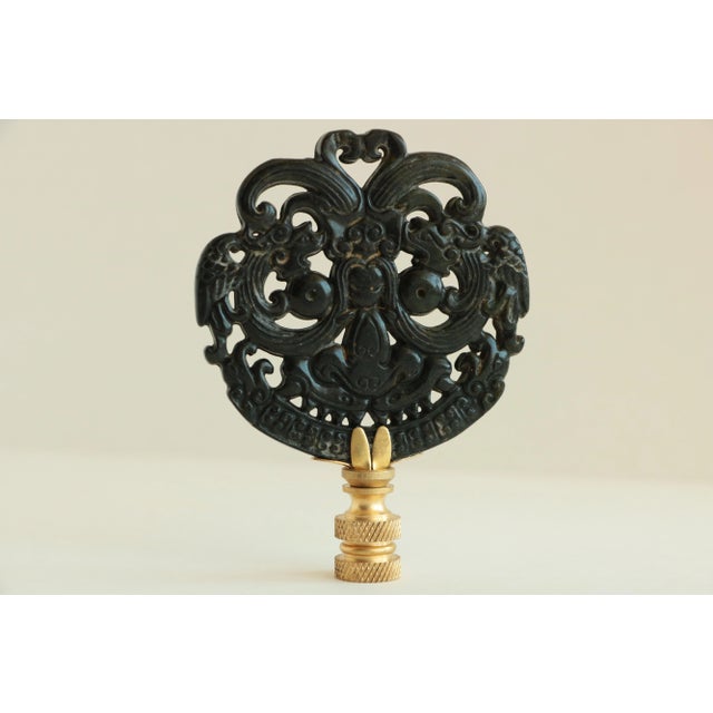 Chinoiserie Smiling Dragon Carved Stone Lamp Finial For Sale - Image 3 of 4