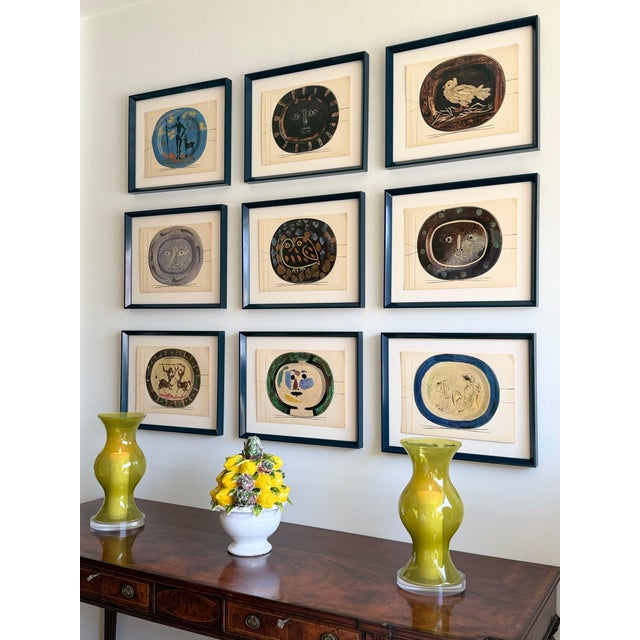 1940s Suite of Nine Tipped-in Color Lithographs From Céramiques De Picasso, 1948 — After Pablo Picasso For Sale - Image 5 of 7