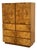 1970s Lane Mid Century Burl Wood Tall Dresser / Gentleman's Chest For Sale