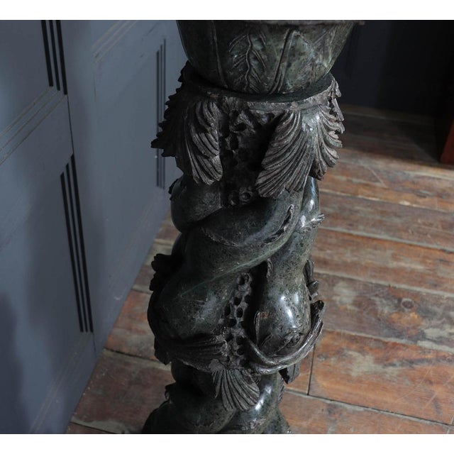 Forest Green Italian Serpentine Marble Pedestal, 1880s, Set of 4 For Sale - Image 8 of 18
