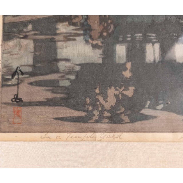 20th Century Japanese Ukiyo-E Woodblock Print "In a Temple Garden" by Hiroshi Yoshida For Sale - Image 14 of 18