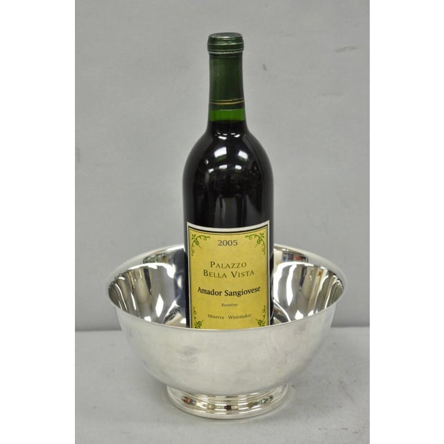 Vintage Mid Century Modern Paul Revere Oneida Silver Plated 8" Round Footed Serving Bowl. Circa Mid 20th Century....