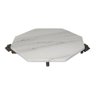 Contemporary Marble Tray With Antique French Bronze Feet For Sale