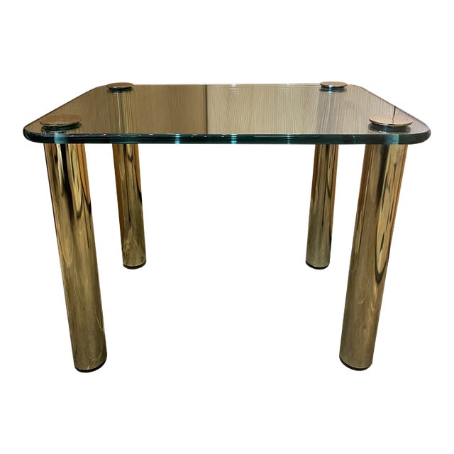 Vintage Pace Collection Brass and Glass Side Table For Sale