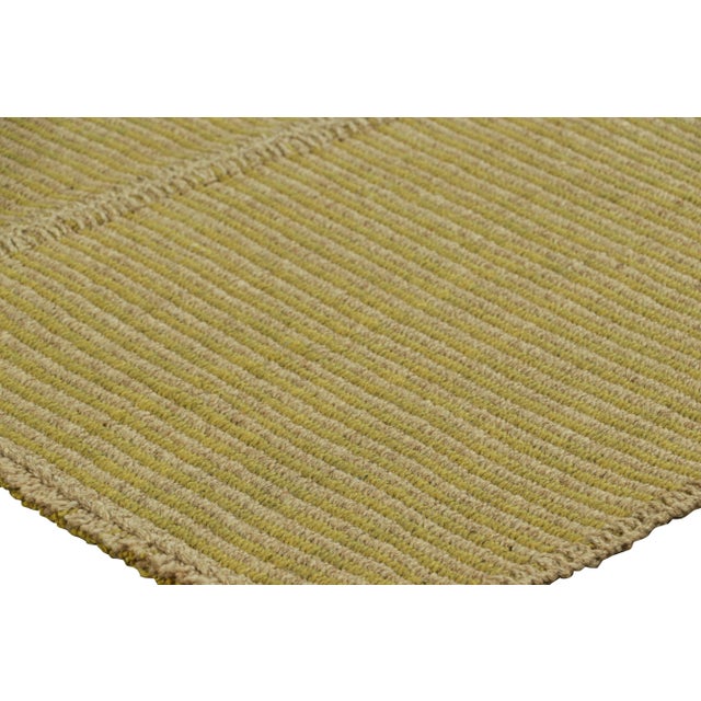 Rug & Kilim’s Contemporary Kilim With Textural Beige and Chartreuse Stripes For Sale In New York - Image 6 of 7
