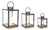 Metal Box Lantern with Wood Base (Set of 3) For Sale