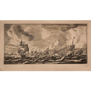 Naval Battle - Original Etching by R. Zeeman - 1940s 1940's For Sale
