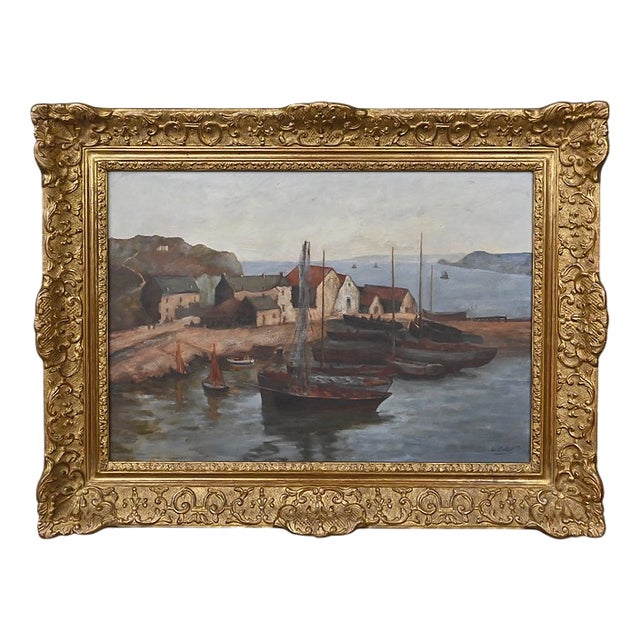 Callot, The Port of Camaret, Oil on Canvas, Early 20th Century For Sale