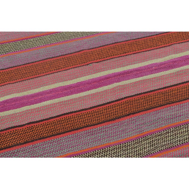 Rug & Kilim Vintage Peruvian Square Kilim, Vibrant Polychromatic Stripes - Rug & Kilim For Sale - Image 4 of 7