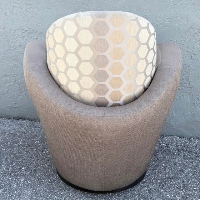 Cream Postmodern Michael Wolk for Weiman Swivel “Miami Chair” For Sale - Image 8 of 9