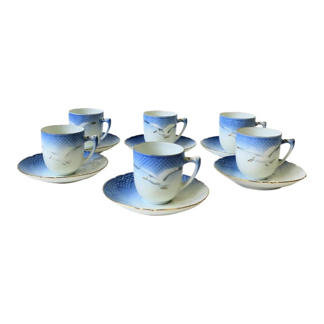 Scandinavian Porcelain Bing & Grøndahl Coffee Espresso Cup Saucer, Set of 6 For Sale
