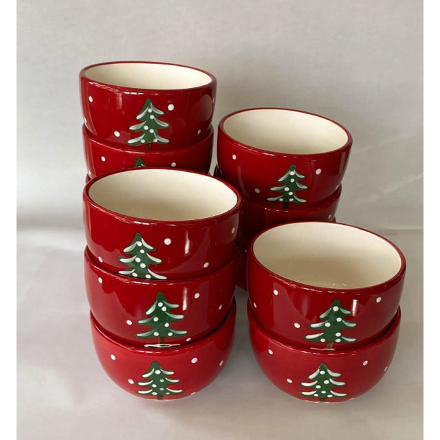 Red Vintage Hand-Painted Christmas Bowls - Sold Individually For Sale - Image 8 of 10