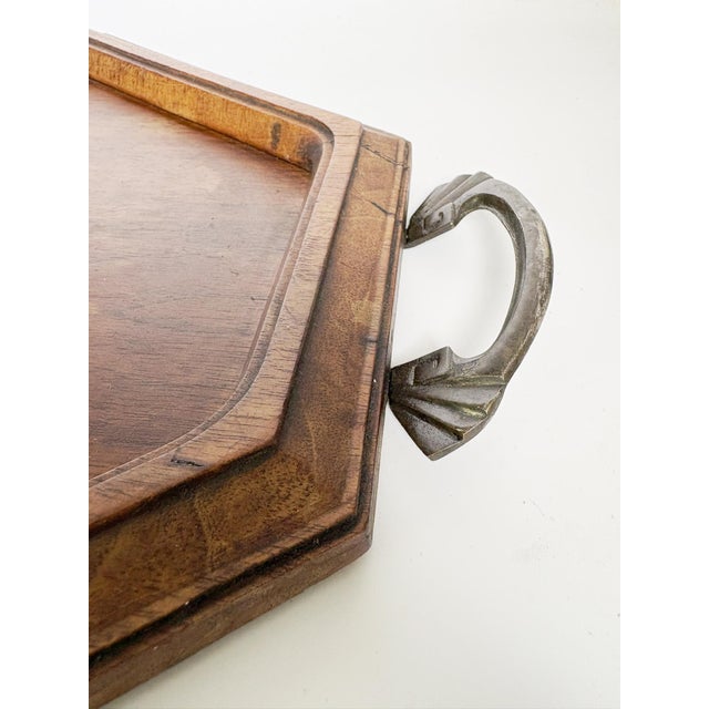 Wood 20th Century Wooden and Metal Tray, France For Sale - Image 7 of 12
