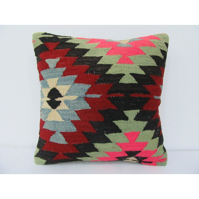 Turkish Handmade Decorative Kilim Pillow Cover For Sale - Image 4 of 4