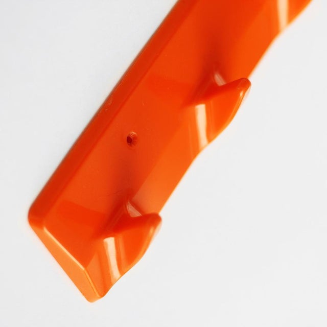 Ds Nos Vintage Wall Hooks Rail Coat Hanger Orange Space Age Plastic GDR 1970s 1980s For Sale - Image 4 of 12