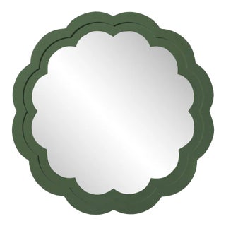 Fleur Home Audubon Peony Circle Mirror in Duck Green, 36x36 For Sale