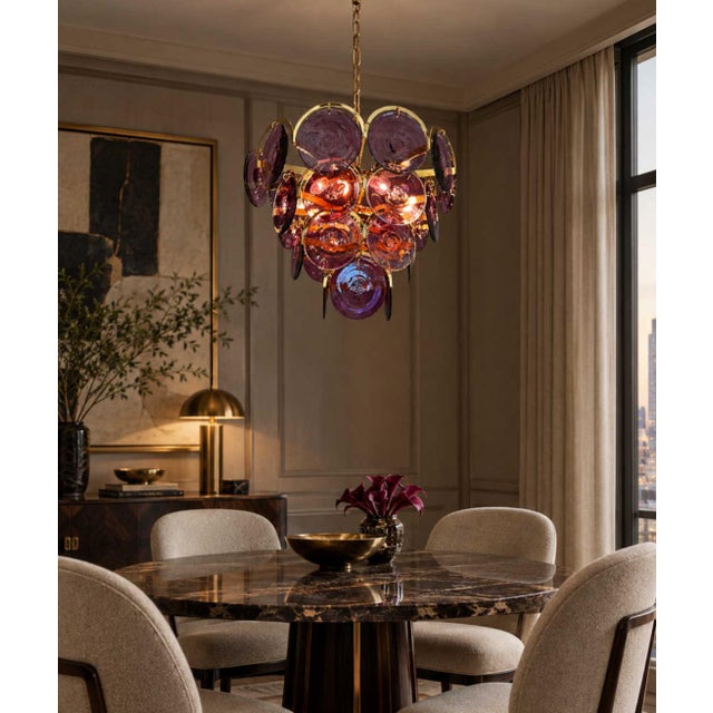 Italian Tiered Murano Disco Chandelier by Fabio LTD For Sale - Image 13 of 13