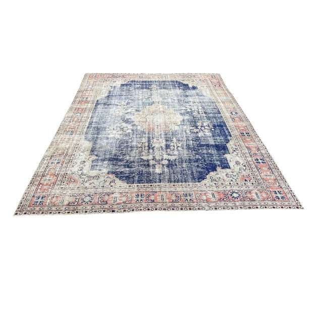 Turkish Handmade Blue Rug, 1970s For Sale - Image 9 of 9