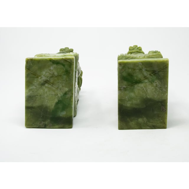 Chinese Chinese Carved Jade Stone Guardian Lion Figurines - a Pair For Sale - Image 3 of 13