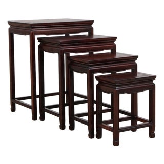 Vintage Chinese Rosewood 4 Stack Nesting Tables For Sale