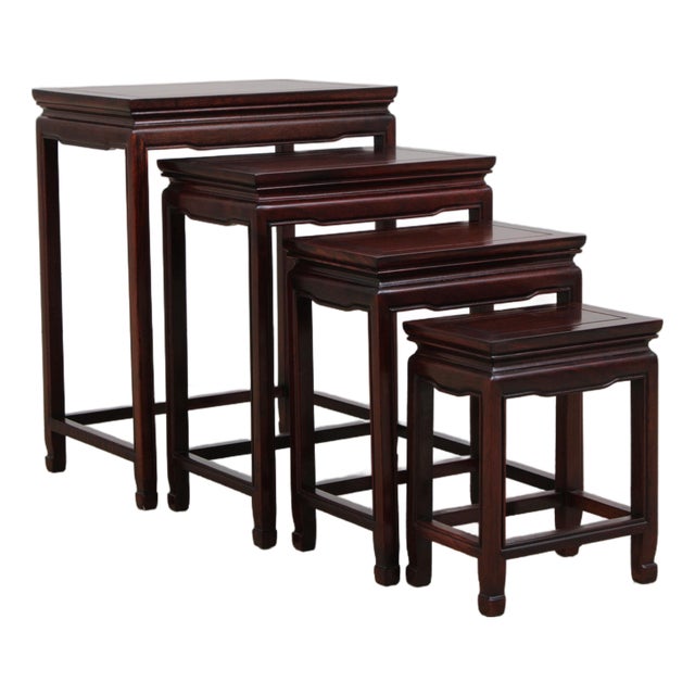 Vintage Chinese Rosewood 4 Stack Nesting Tables For Sale