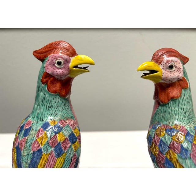 Chinese Famille Rose Porcelain Phoenixes--a Pair For Sale - Image 4 of 7