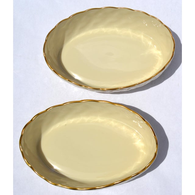 Pair Lenox Lattice Server Ivory Fine China 24k Gold Accent Collectible Set For Sale - Image 10 of 12