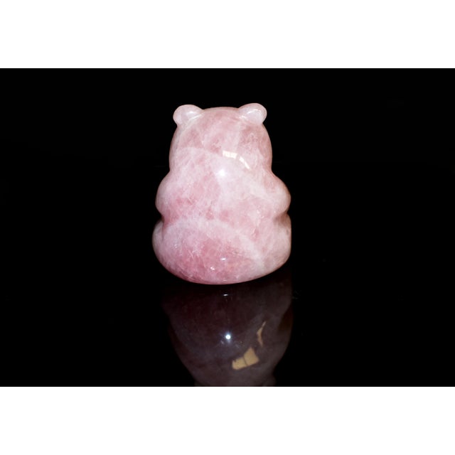 Rose Quartz Bear Pink Gemstone Statue Adorable For Sale - Image 4 of 9