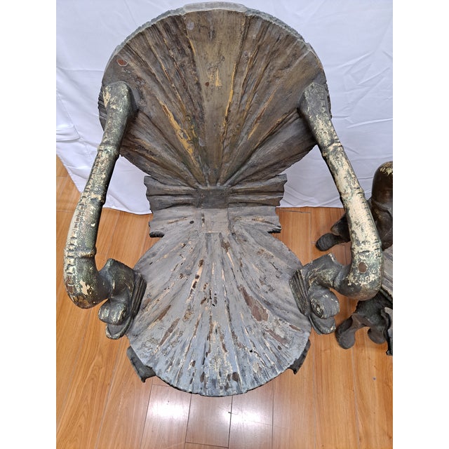 Pair of Early 20th Century Carved Wood Venetian Grotto Chairs | Chairish